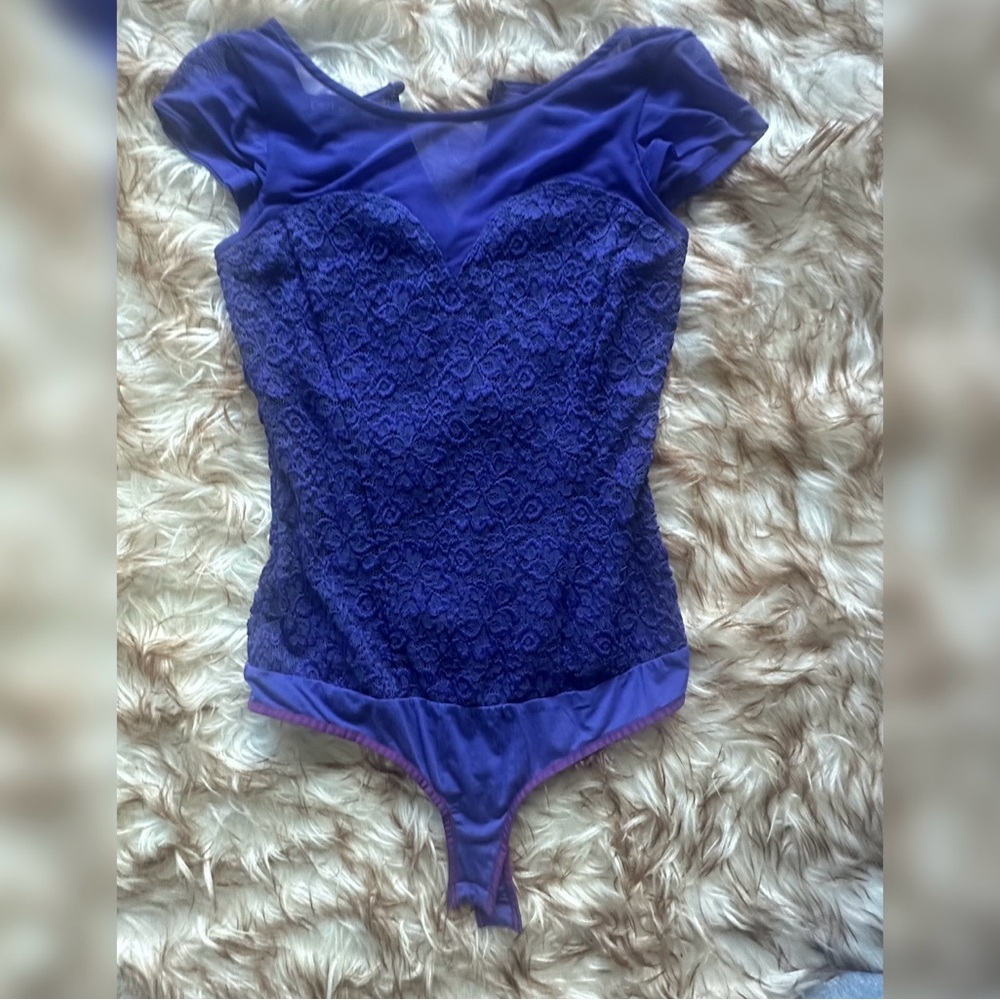 Bebe Royal Blue Lace Bodysuit